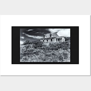 Creignish Stone Cottage in Black & White Posters and Art